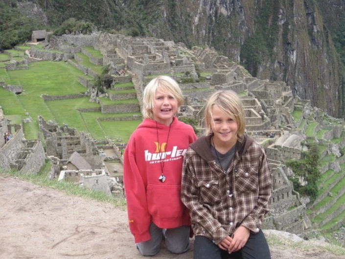 Boys at Machu Picchu