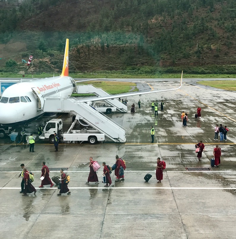 Flying into Paro Bhutan