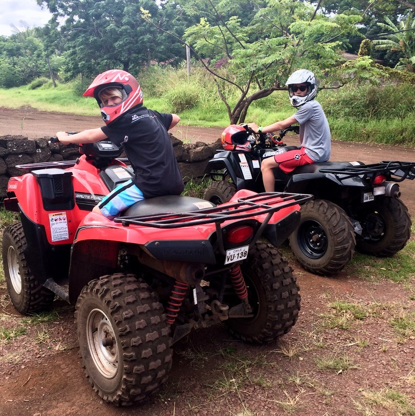 visiting the moai statues on easter island and ATV