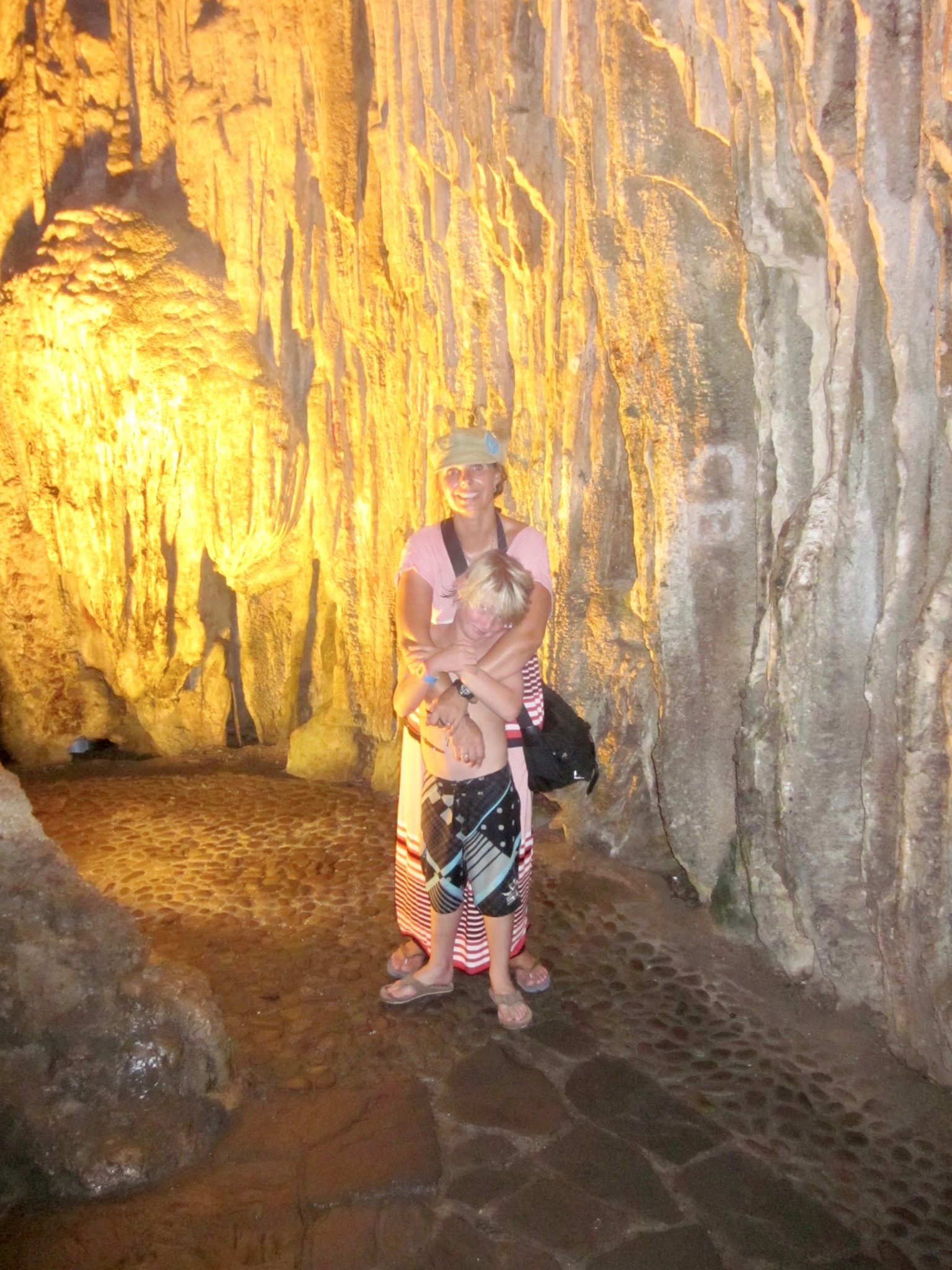 exploring the grottos with kids in Halong Bay Vietnam