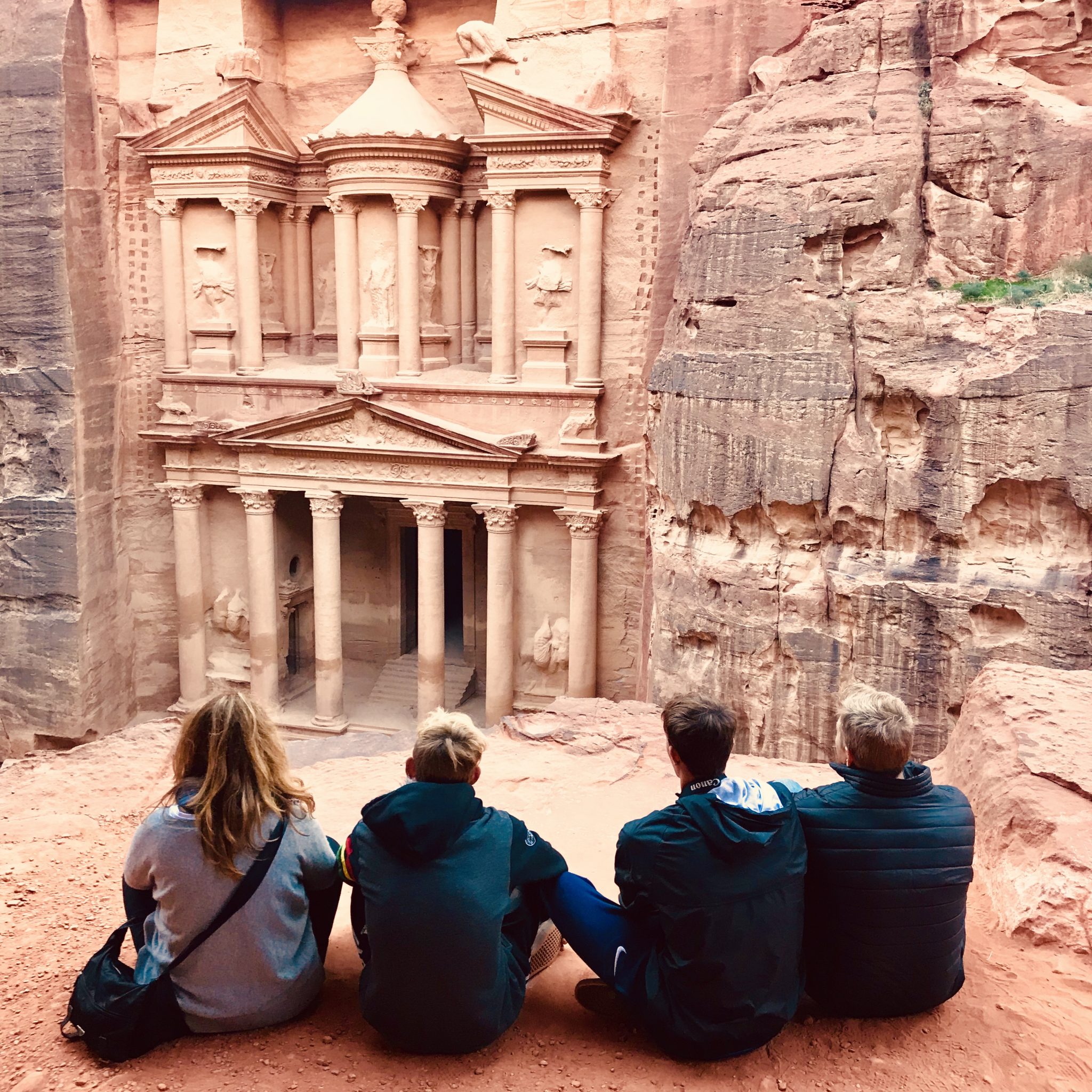 the treasury in Petra jordan with kids