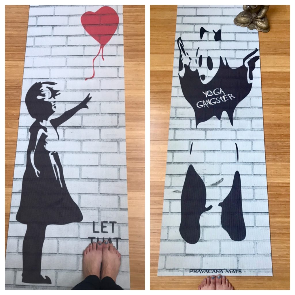 banksy street art yoga mat