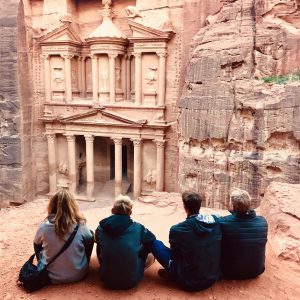 The Treasury at the Petra ruins in Jordan - traveling with kids