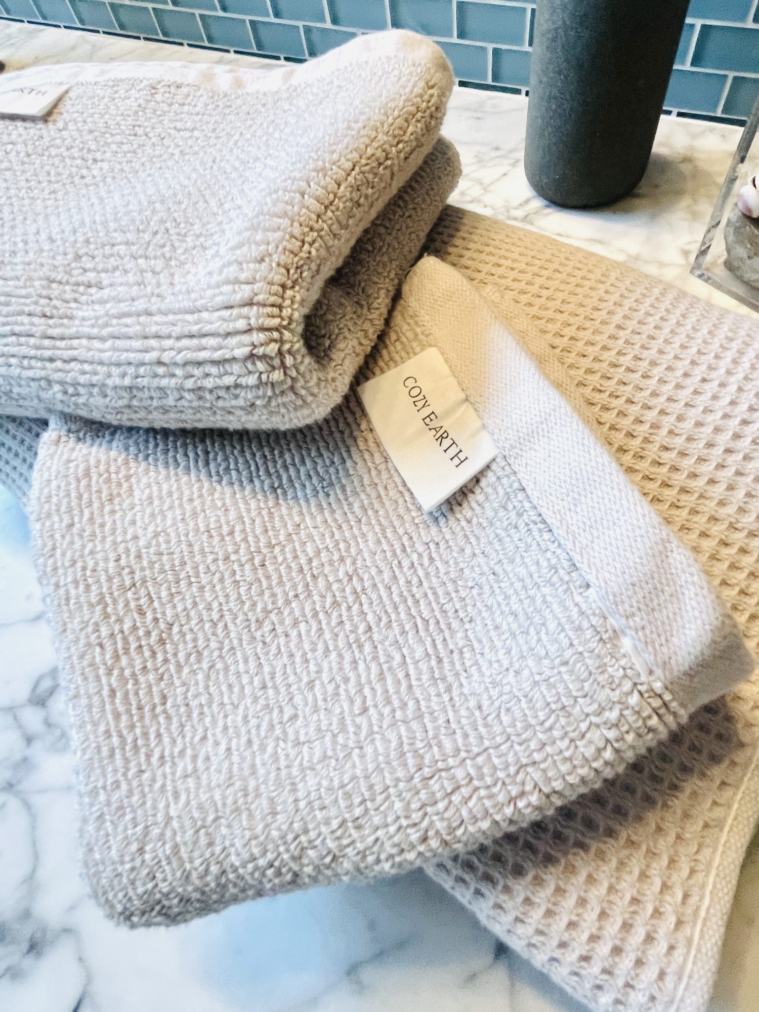 cozy earth waffle towels