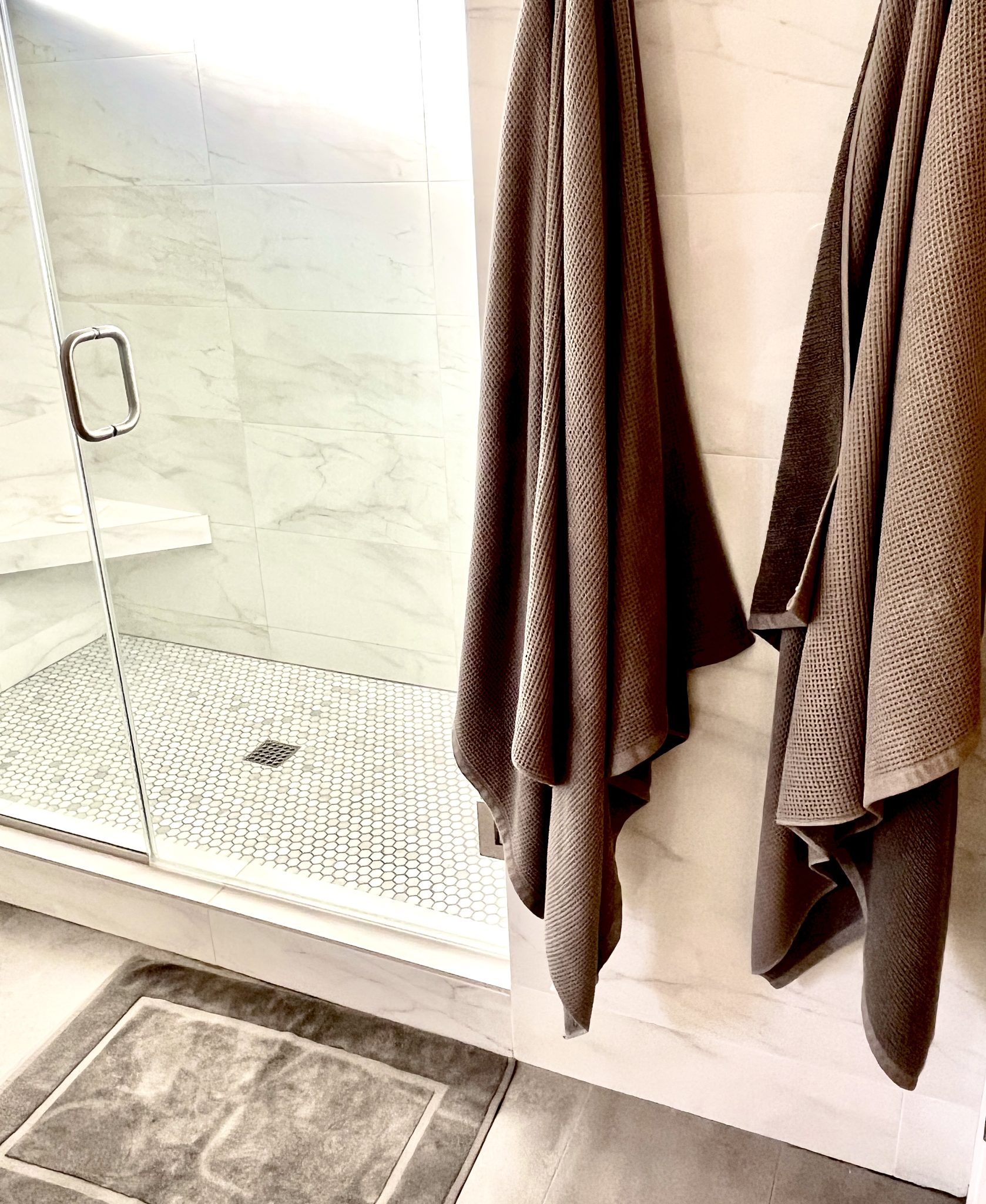 I upgraded our towel collection with the Waffle Bath Towel Bundle in Charcoal.